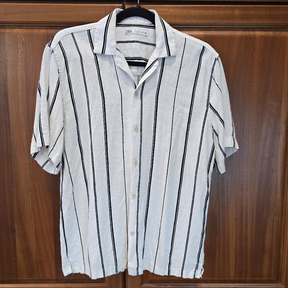 ZARA men's short sleeve woven fabric button down